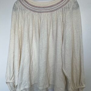 Madewell Cream Blouse with Embroidered Detail